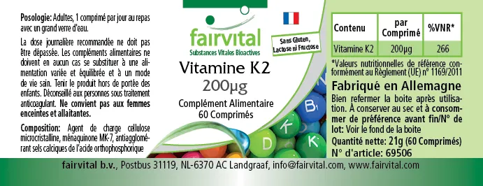 Vitamin K2 200µg – 60 tablets