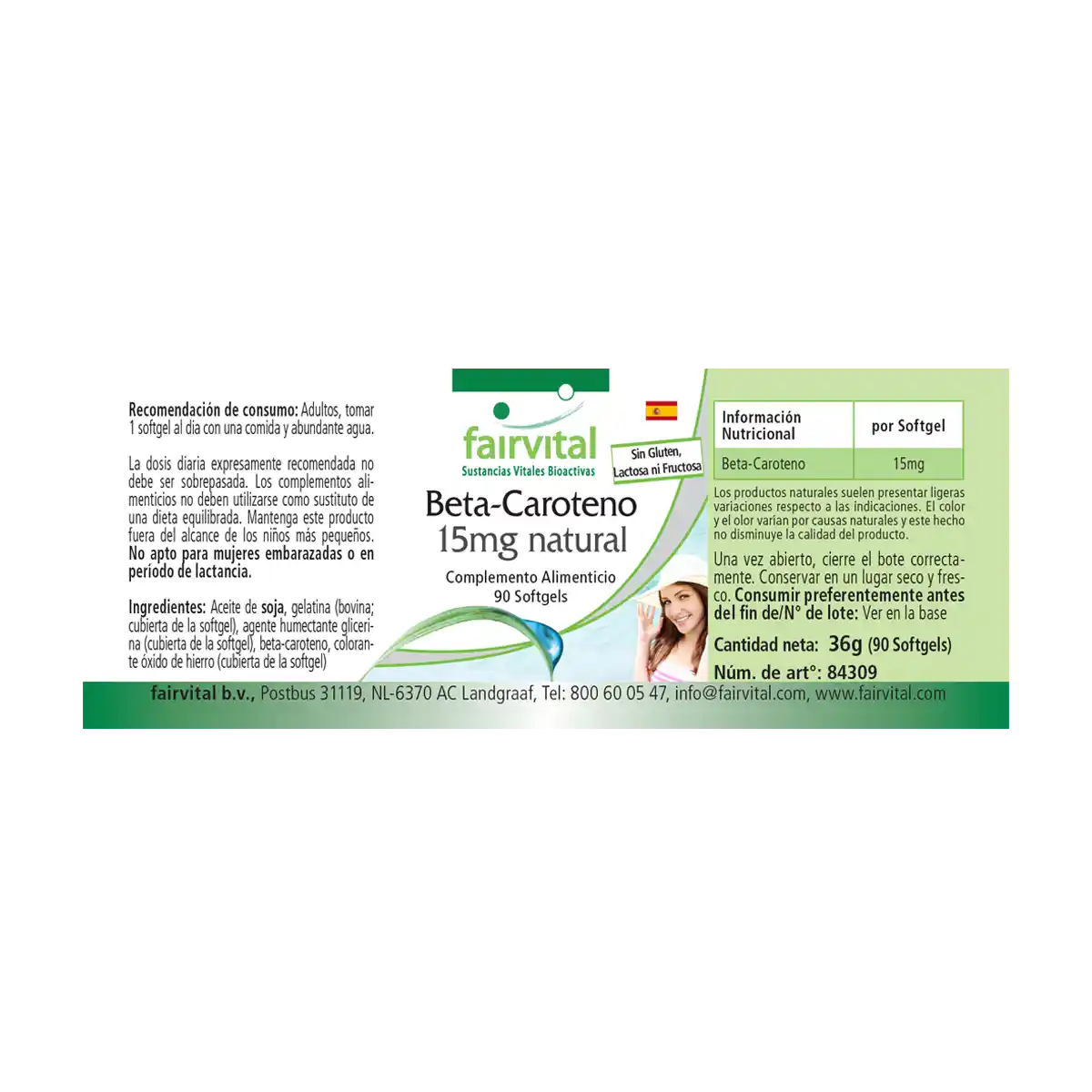 Beta caroteno 15mg natural - 90 cápsulas Beta caroteno 15mg natural - 90 cápsulas