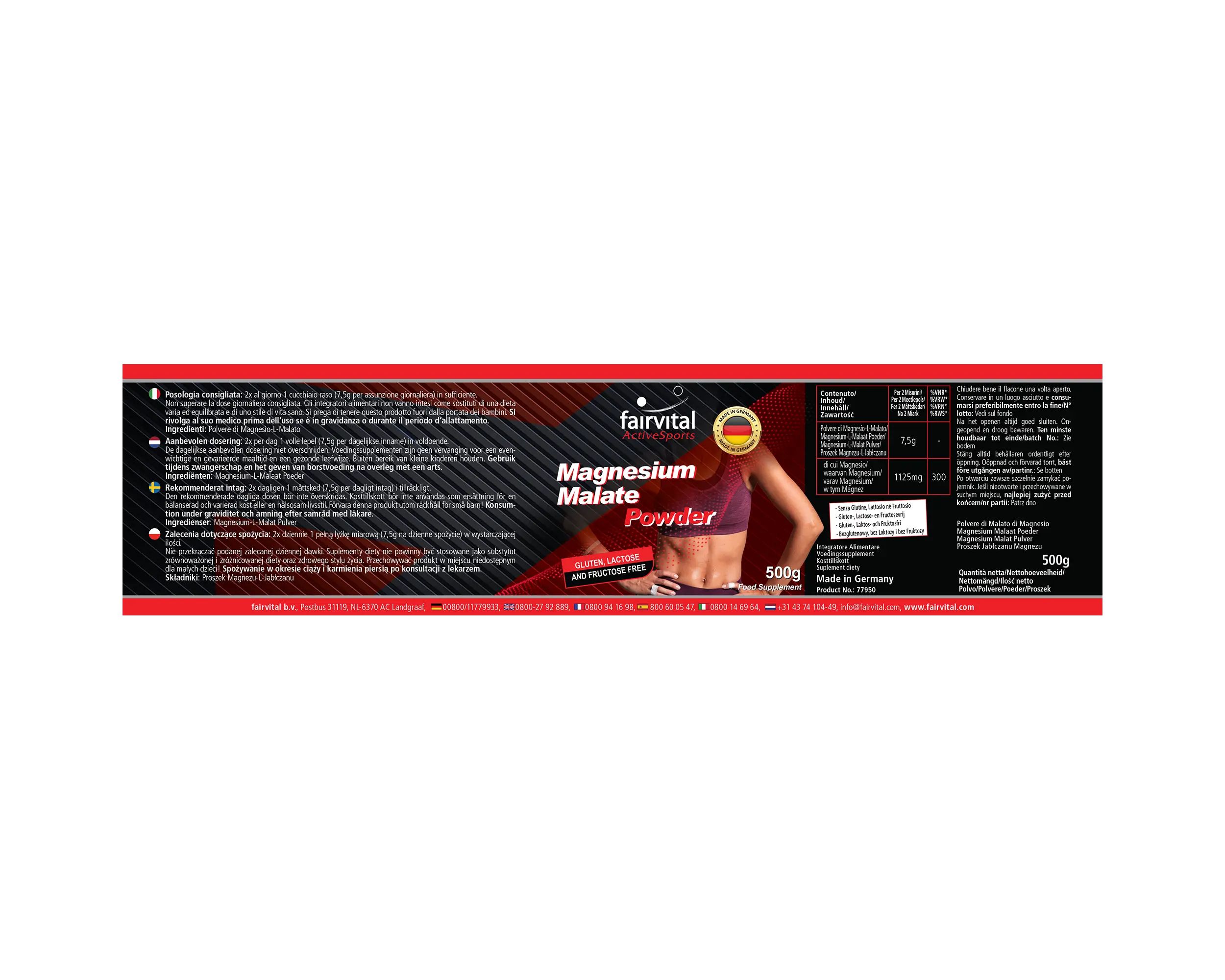 Magnesium Malaat Poeder-500g Magnesium Malaat Poeder-500g