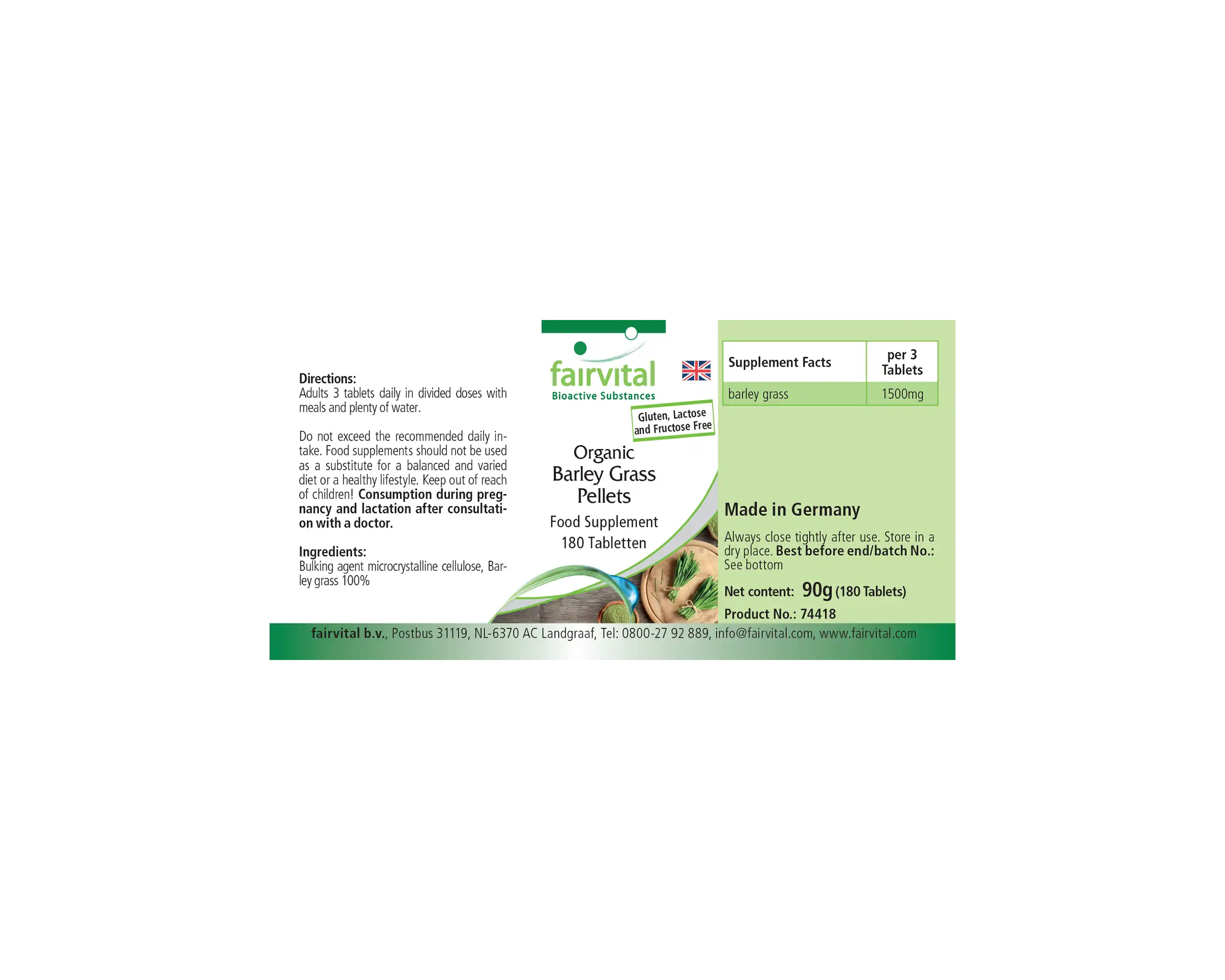 Cebada forrajera ecológica en gránulos - 180 comprimidos Cebada forrajera ecológica en gránulos - 180 comprimidos