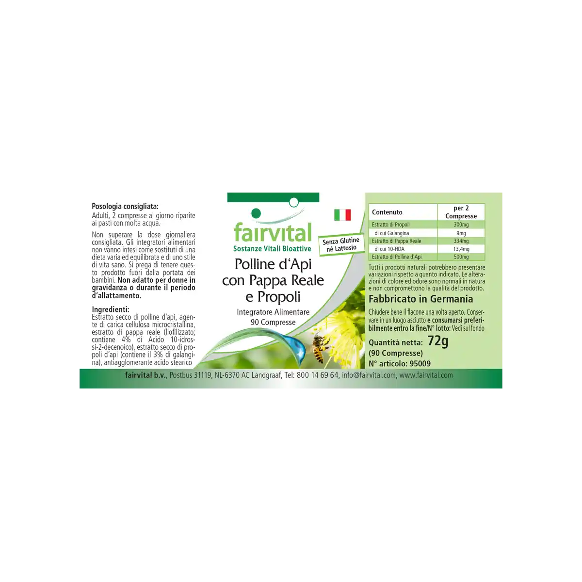 Bijenpollen met koninginnengelei en propolis - 90 tabletten Bijenpollen met koninginnengelei en propolis - 90 tabletten