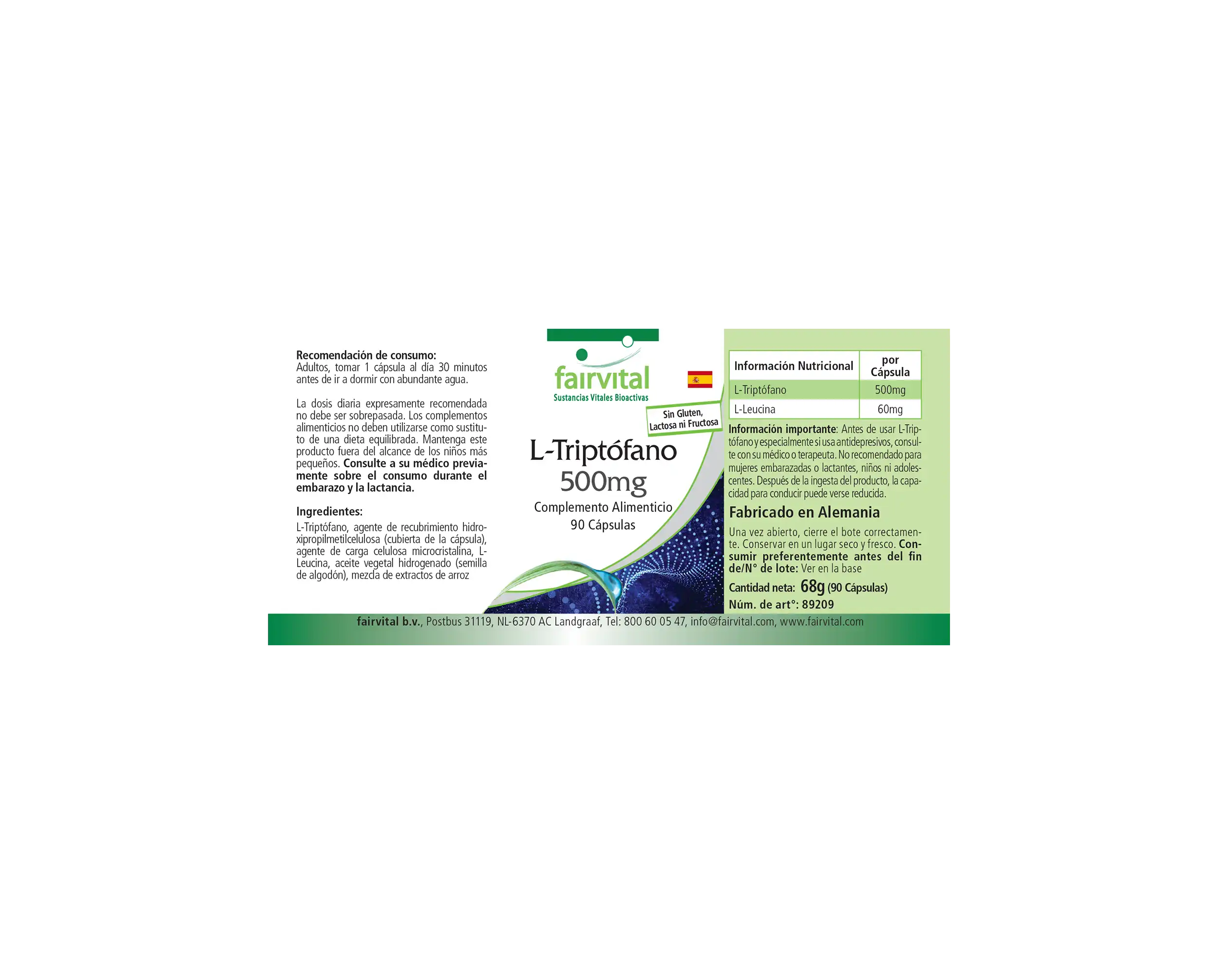 L-tryptophan 500mg - 90 capsules