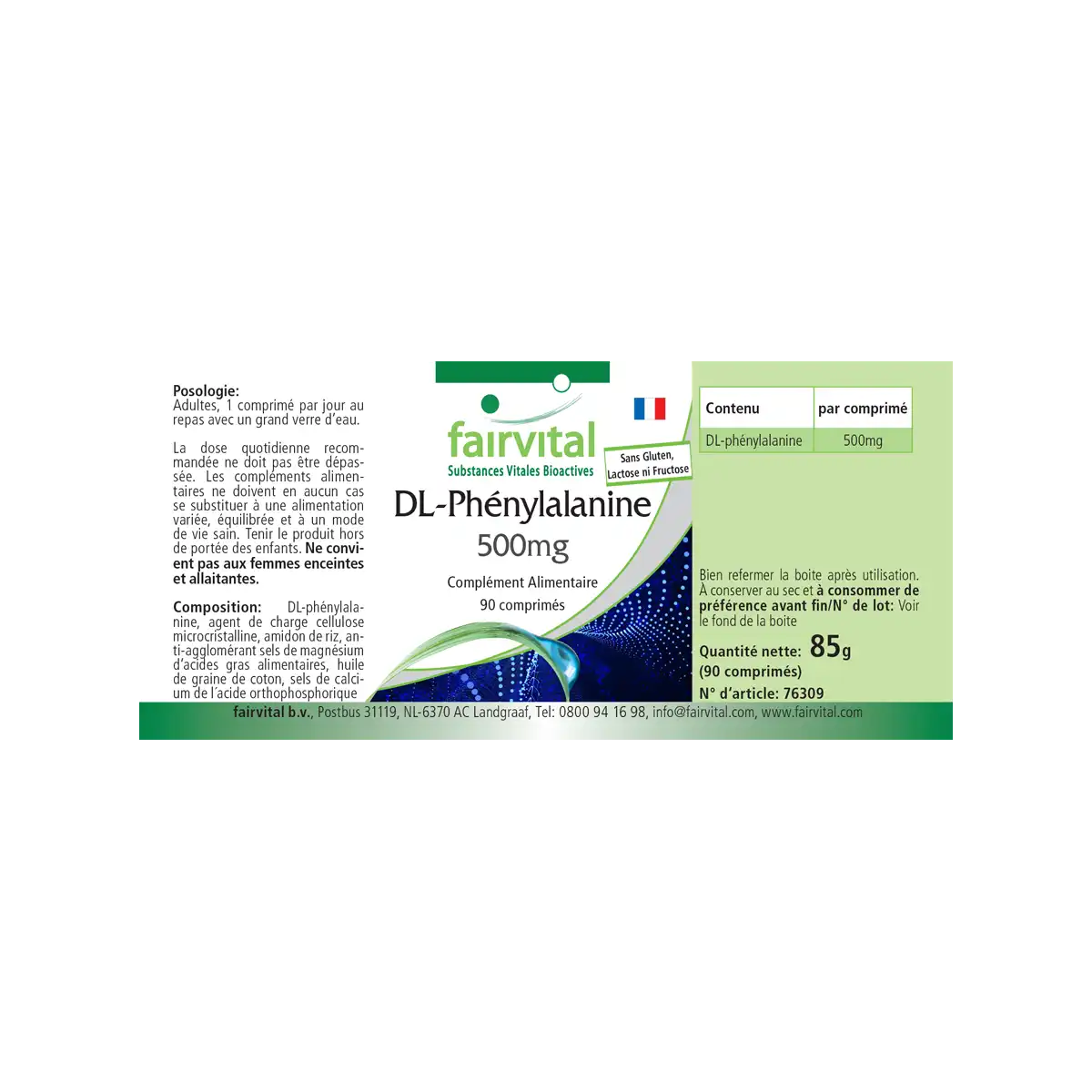 DL-fenylalanine - 90 tabletten DL-fenylalanine - 90 tabletten