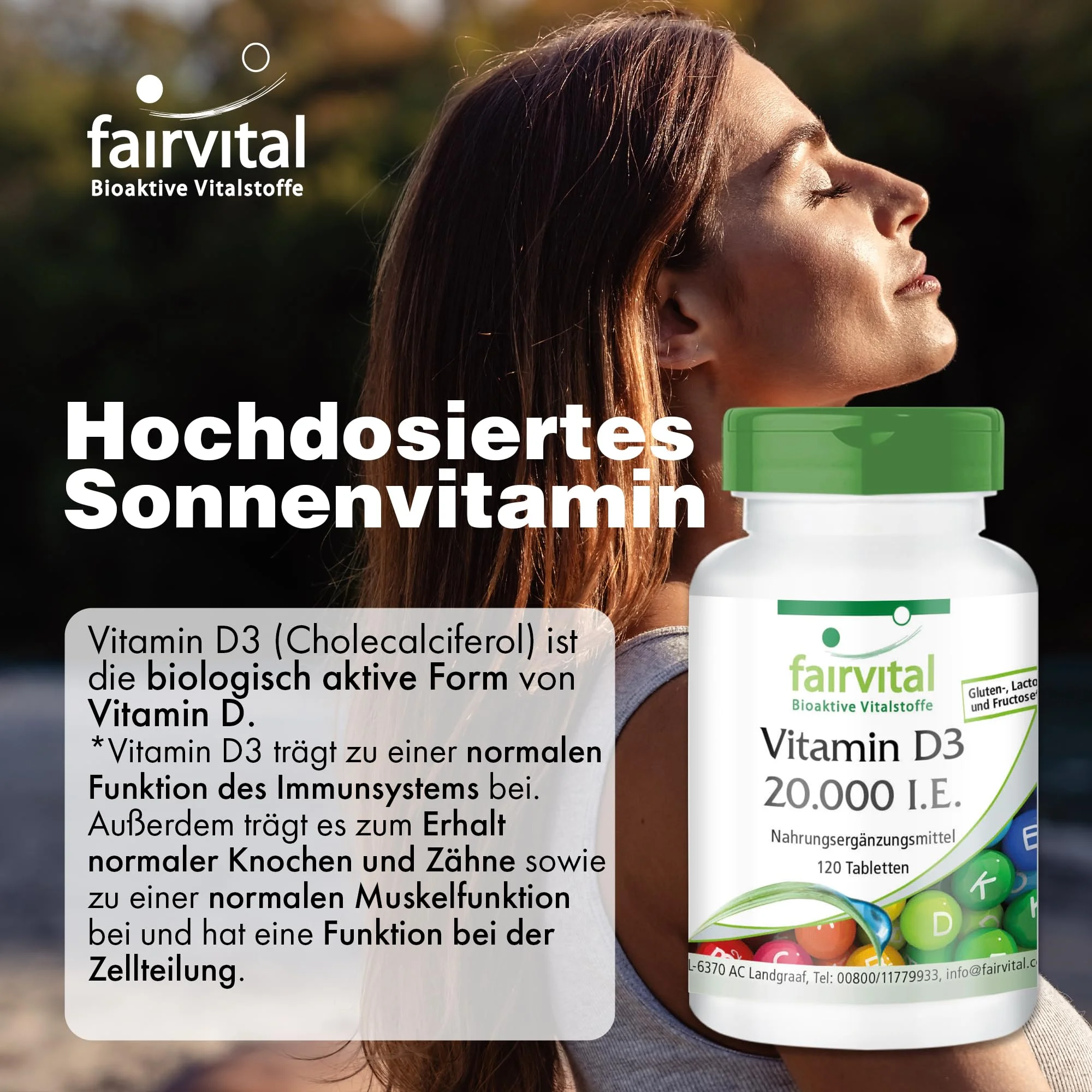 Vitamine D3 20000 I.U. - 120 tabletten | Fairvital