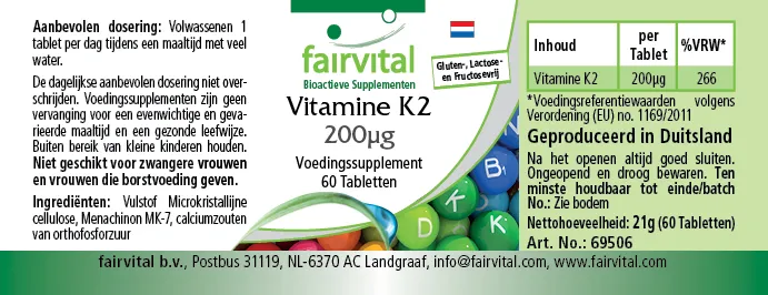 Vitamin K2 200µg – 60 tablets