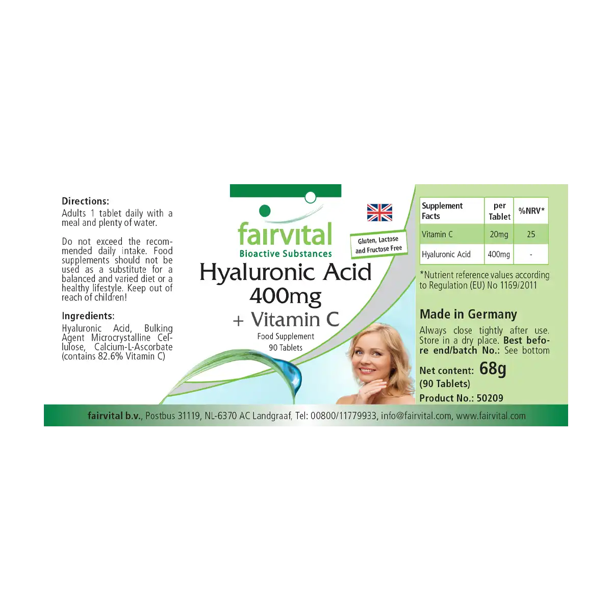 Hyaluronic Acid 400mg + Vitamin C - 90 Tablets Hyaluronic Acid 400mg + Vitamin C - 90 Tablets
