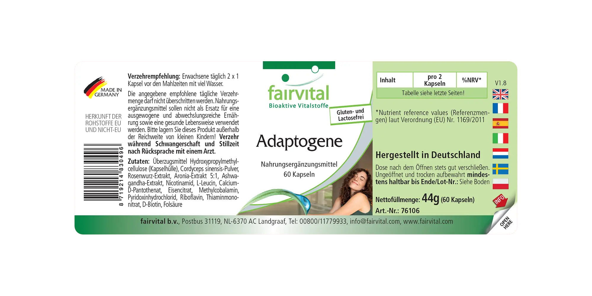 Adaptogene - 60 Kapseln - mit Ashwagandha, Eisen, B-Vitaminen uvm. - Für Immunsystem, gegen Müdigkeit - Vegan | Fairvital Adaptogene - 60 Kapseln - mit Ashwagandha, Eisen, B-Vitaminen uvm. - Für Immunsystem, gegen Müdigkeit - Vegan | Fairvital