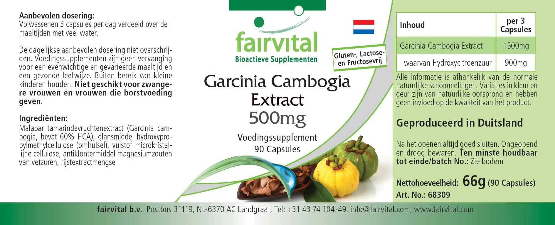 Extracto de Garcinia Cambogia 500mg - 90 cápsulas