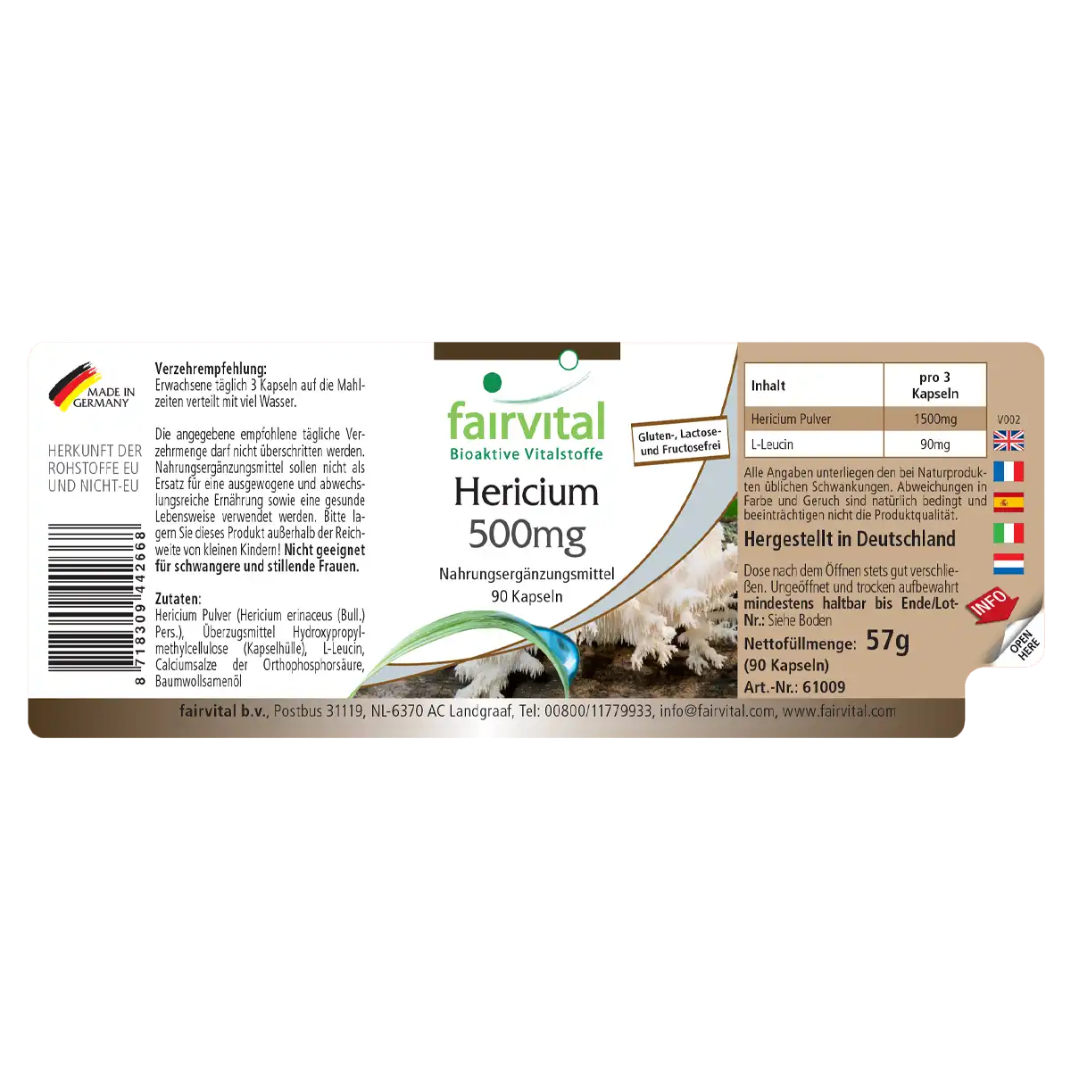 Hericium 500mg - 90 capsules Hericium 500mg - 90 capsules