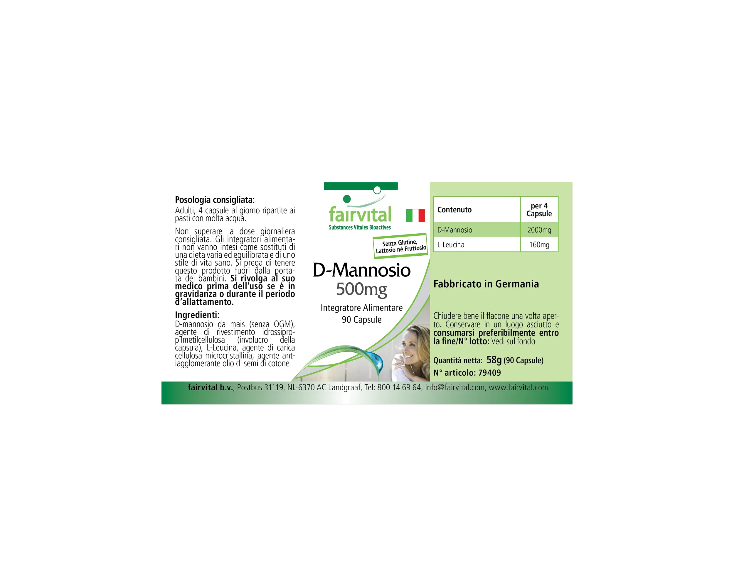 D-mannose 500mg - 90 capsules