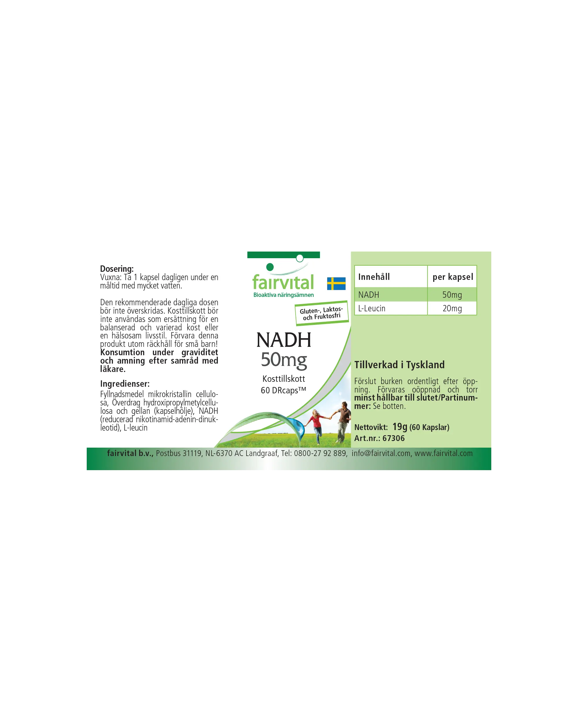 NADH 50mg - 60 Capsules - Vertraagde afgifte