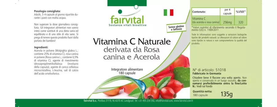 Vitamina C naturale di Acerola - 180 capsule