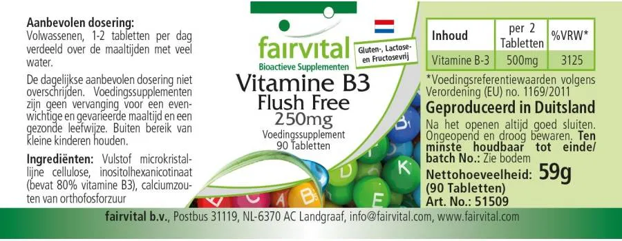 Vitamine B3 Flush Free 250mg - 90 comprimés