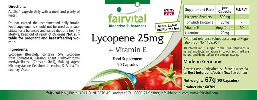 Lycopene 25mg + Vitamin E - 90 capsules