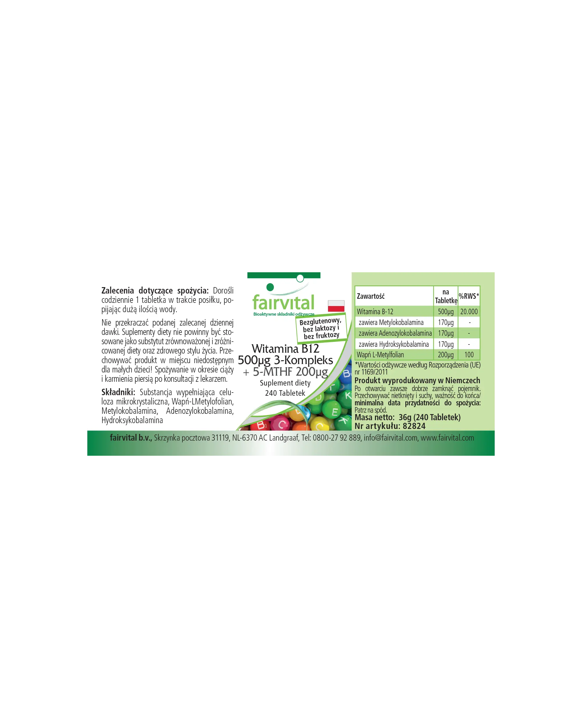 Vitamin B12 500µg 3er-Komplex + 5-MTHF 200µg - 240 Tabletten - schluckfreundlich - für Energie, Immunsystem uvm. - über 100% Bedarfsabdeckung | Farvital
