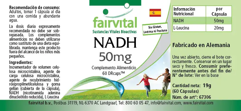NADH 50mg - 60 Capsules - Vertraagde afgifte NADH 50mg - 60 Capsules - Vertraagde afgifte