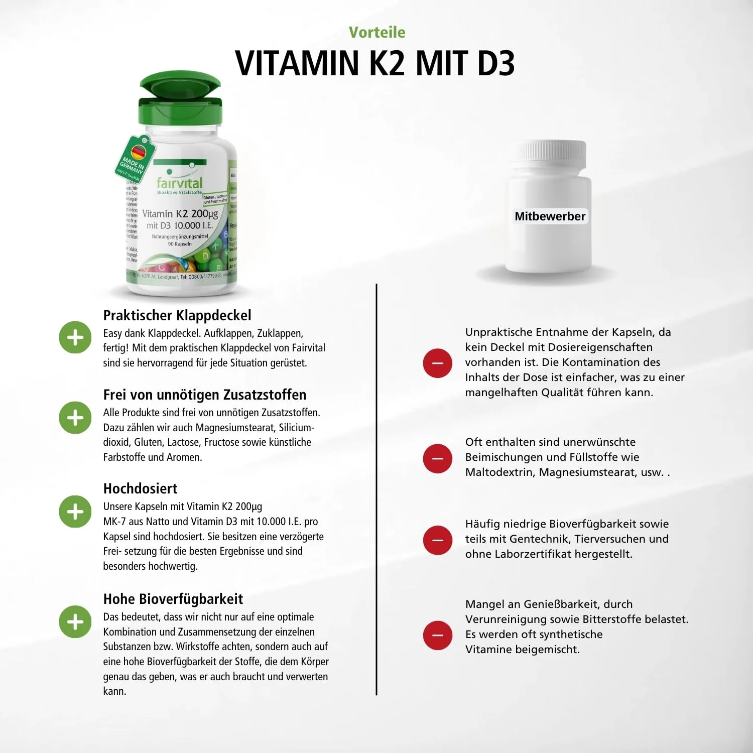 Vitamine K2 200µg avec D3 10.000 U.I. - 90 gélules