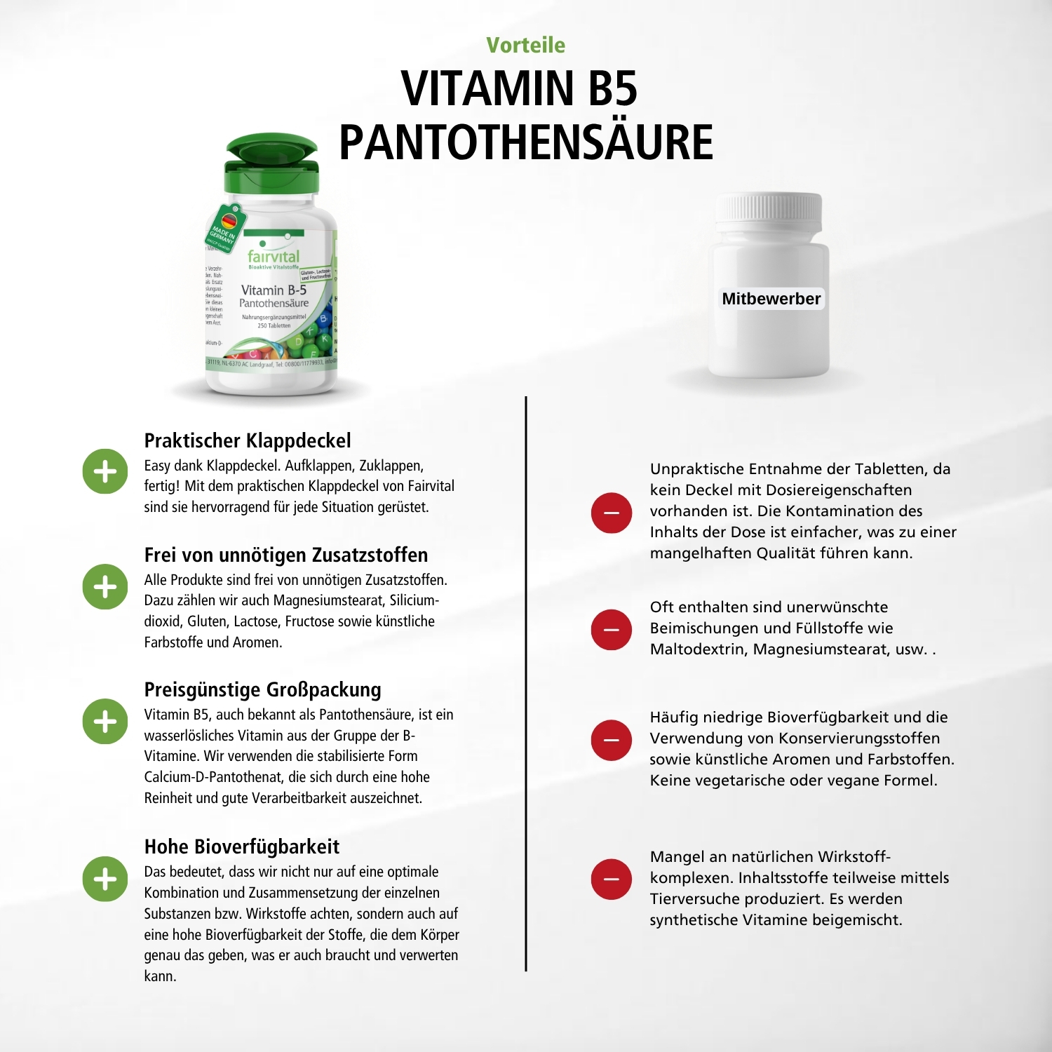 Vitamine B-5 pantotheenzuur 200mg - 250 tabletten