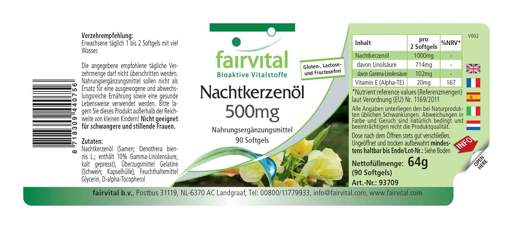 Teunisbloemolie 500mg - 90 softgels Teunisbloemolie 500mg - 90 softgels