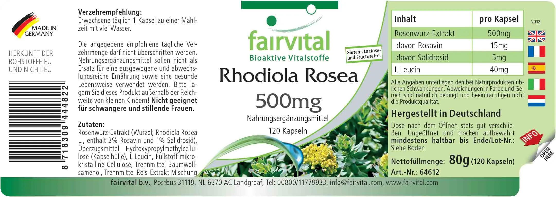 Rhodiola Rosea 500mg - 120 capsules Rhodiola Rosea 500mg - 120 capsules