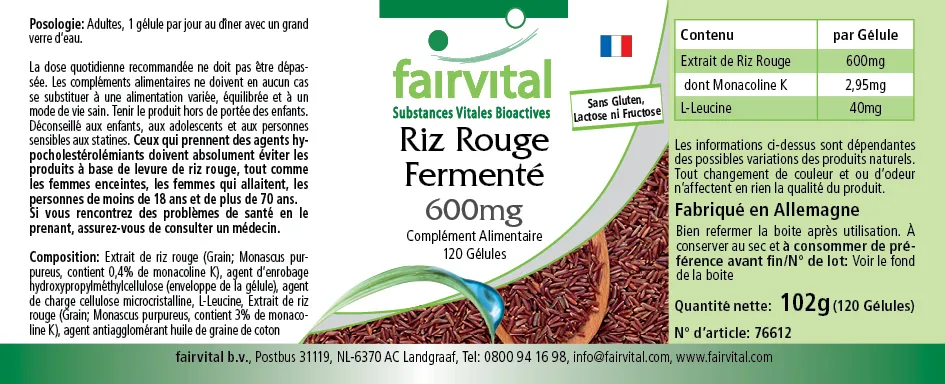 Fermented red rice 600mg