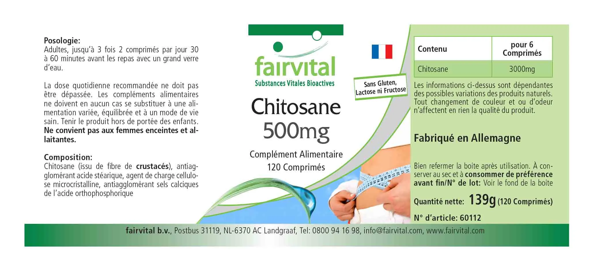 Chitosane 500mg - 120 comprimés