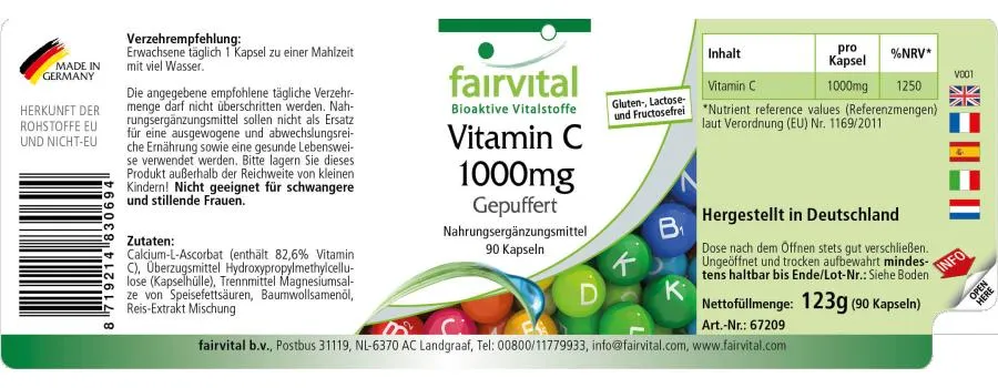 Vitamine C 1000mg tamponnée - 90 gélules Vitamine C 1000mg tamponnée - 90 gélules