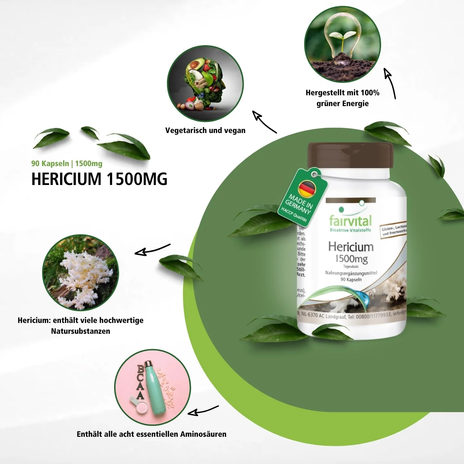 Hericium 1500mg - 90 capsule | Fairvital
