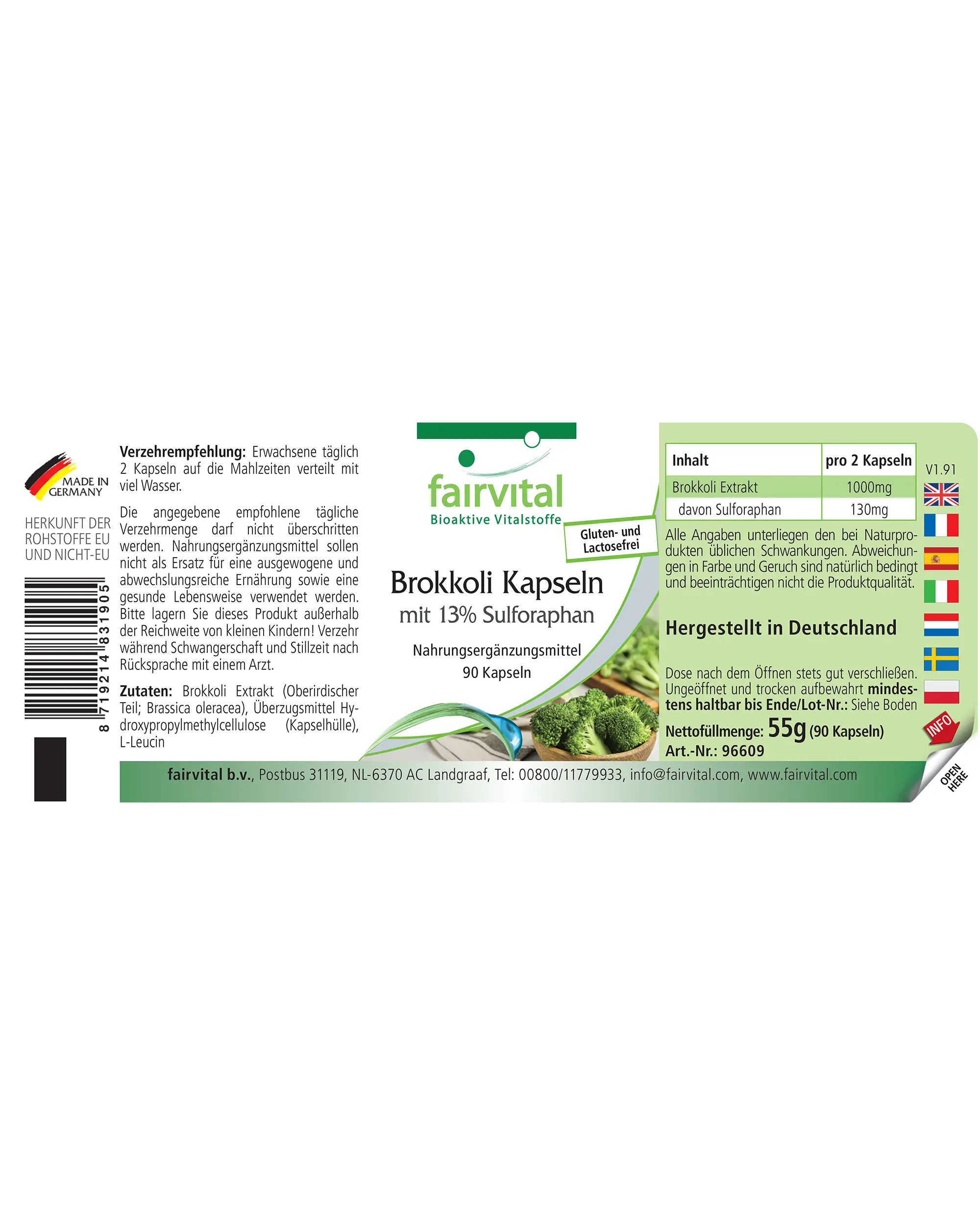 Cápsulas de Brócoli con 13% de Sulforafano - 90 Cápsulas | Fairvital