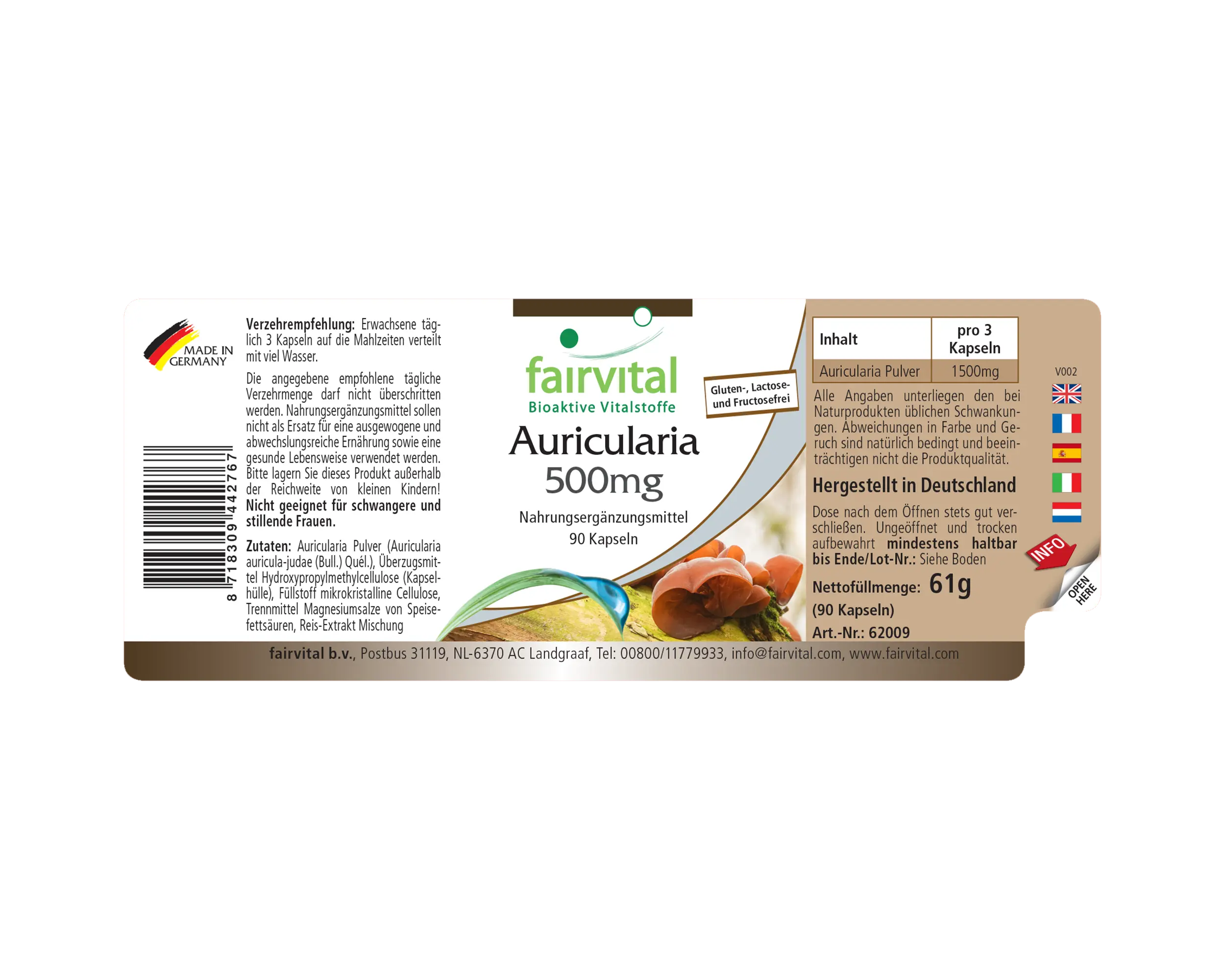 Auricularia 500 mg - 90 gels Auricularia 500 mg - 90 gels