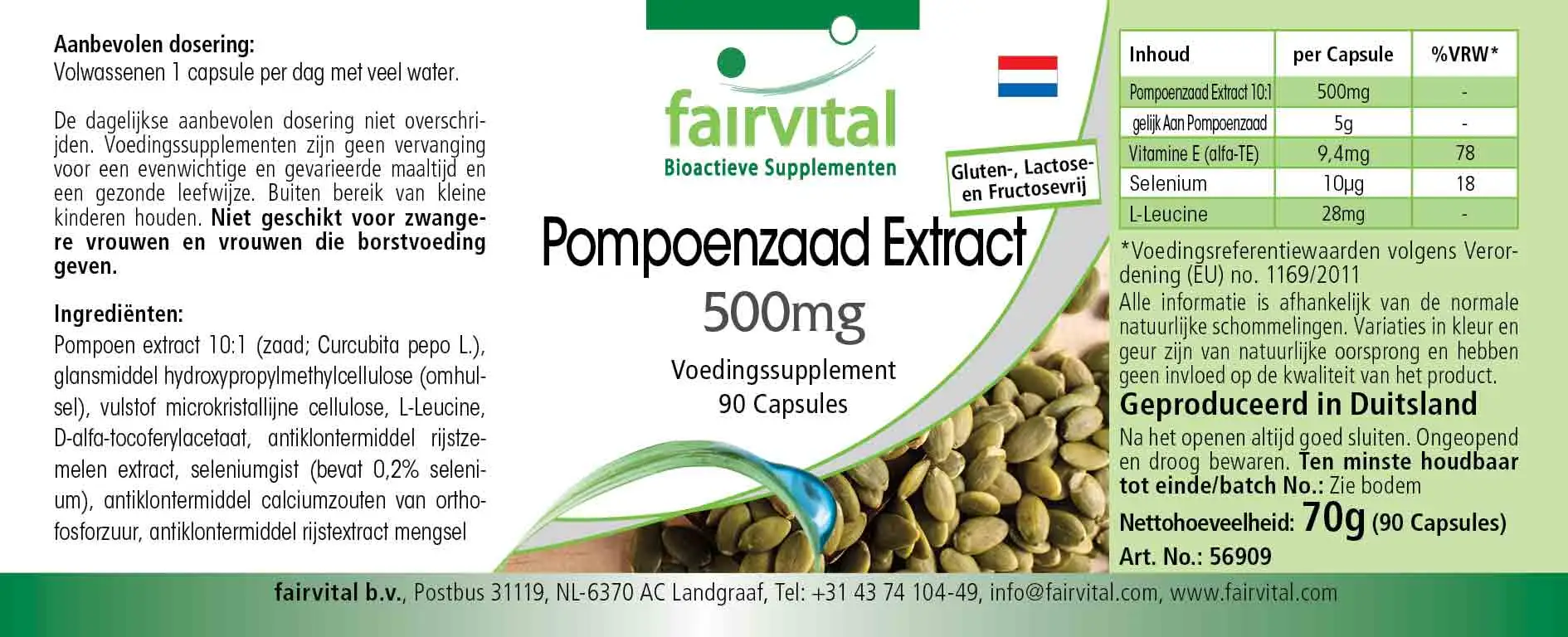 Pompoenpit extract 500mg