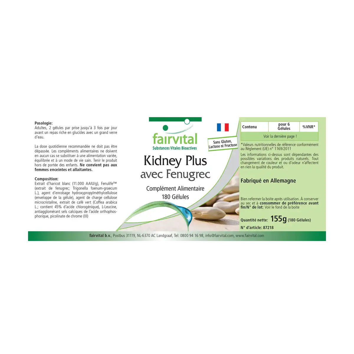 Kidney Plus avec Fenugrec - 180 gélules