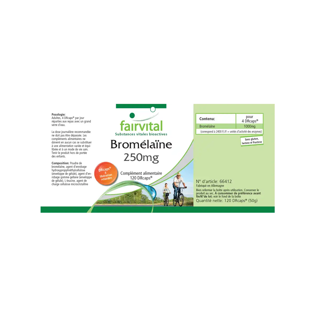 Bromelaïne 250mg - 120 DRCaps®, gastroresistent Bromelaïne 250mg - 120 DRCaps®, gastroresistent