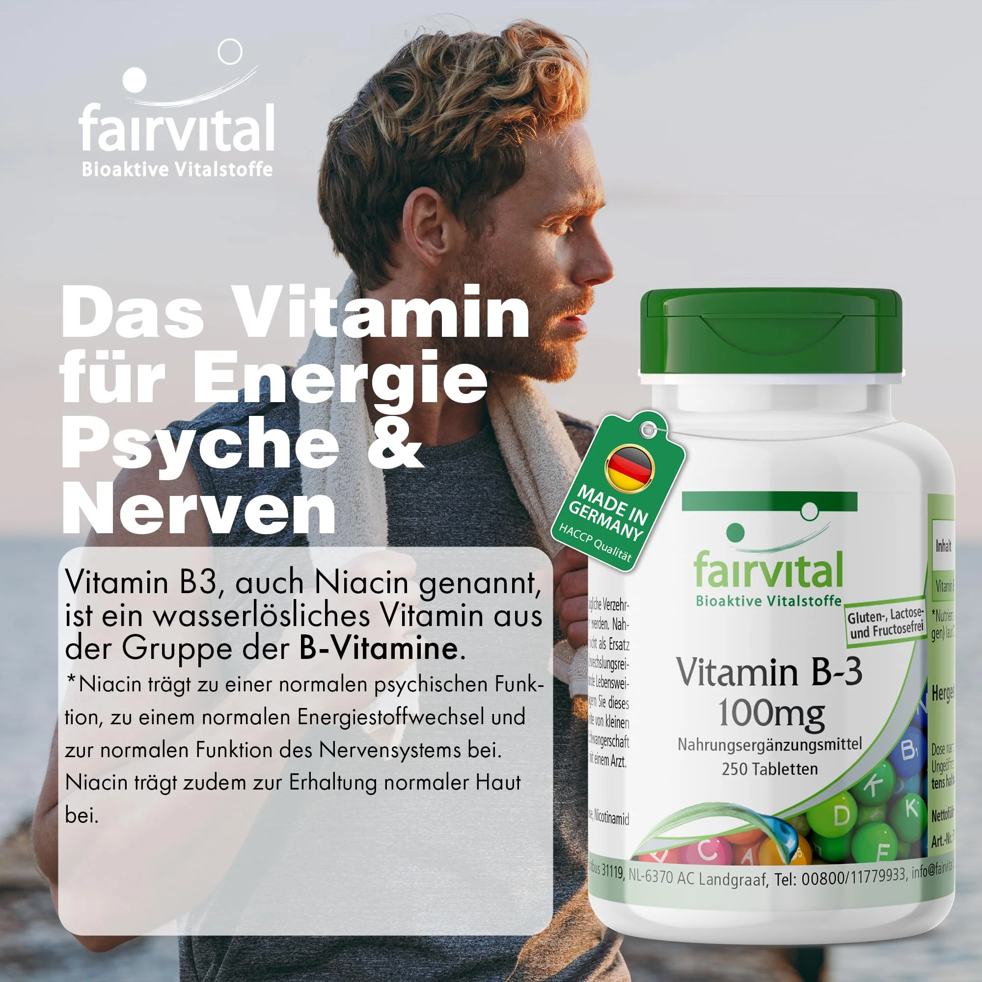 Vitamine B-3 niacine 100mg - 250 tabletten