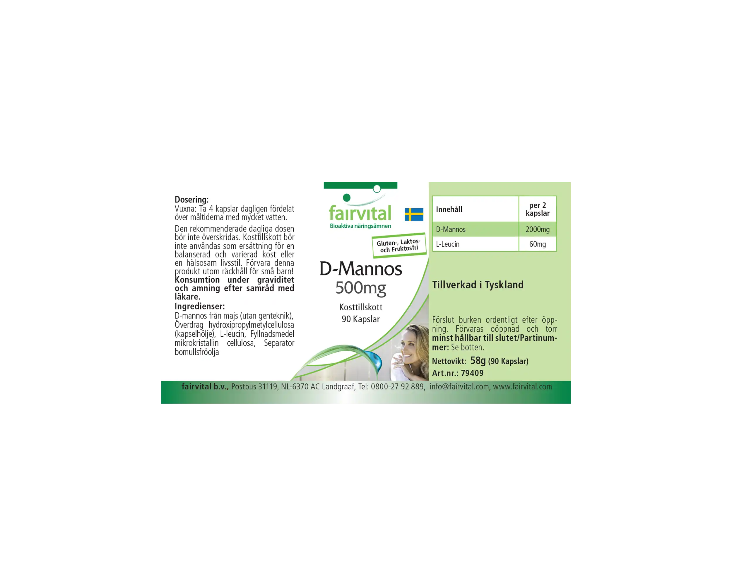 D-mannose 500mg - 90 capsules
