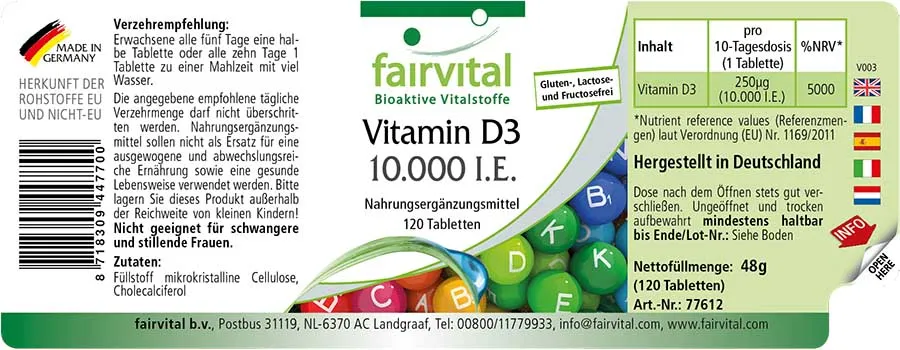 Vitamina D3 10.000 U.I. – 120 comprimidos
