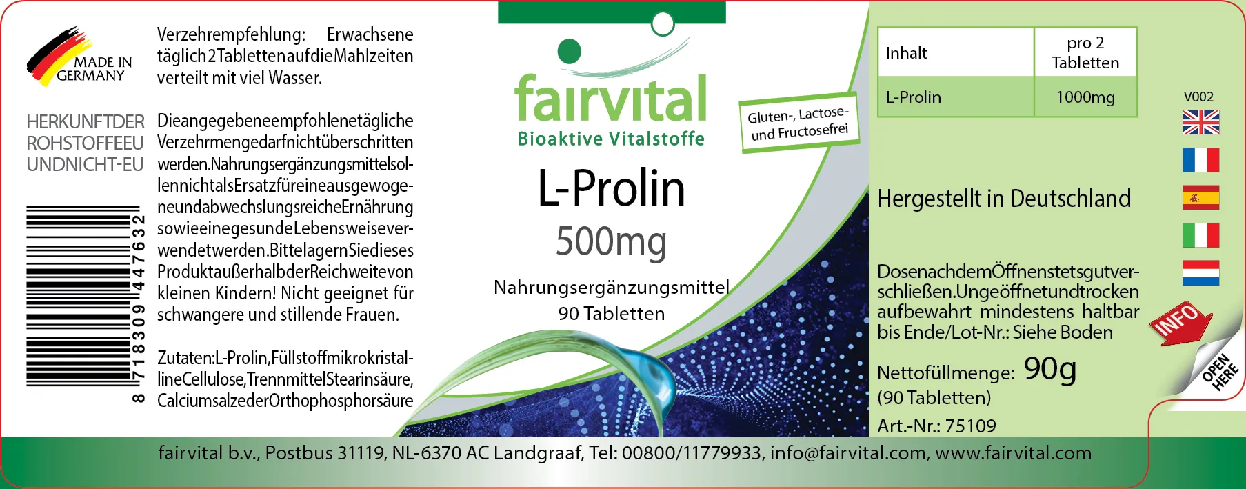 L-proline 500mg - 90 tabletten L-proline 500mg - 90 tabletten