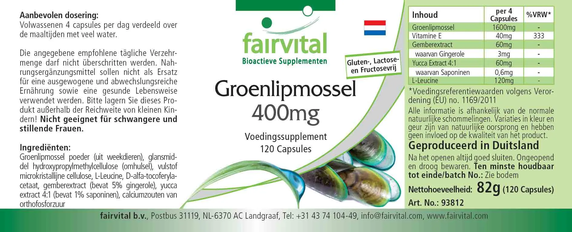 Mejillón de labios verdes 400 mg - 120 cápsulas