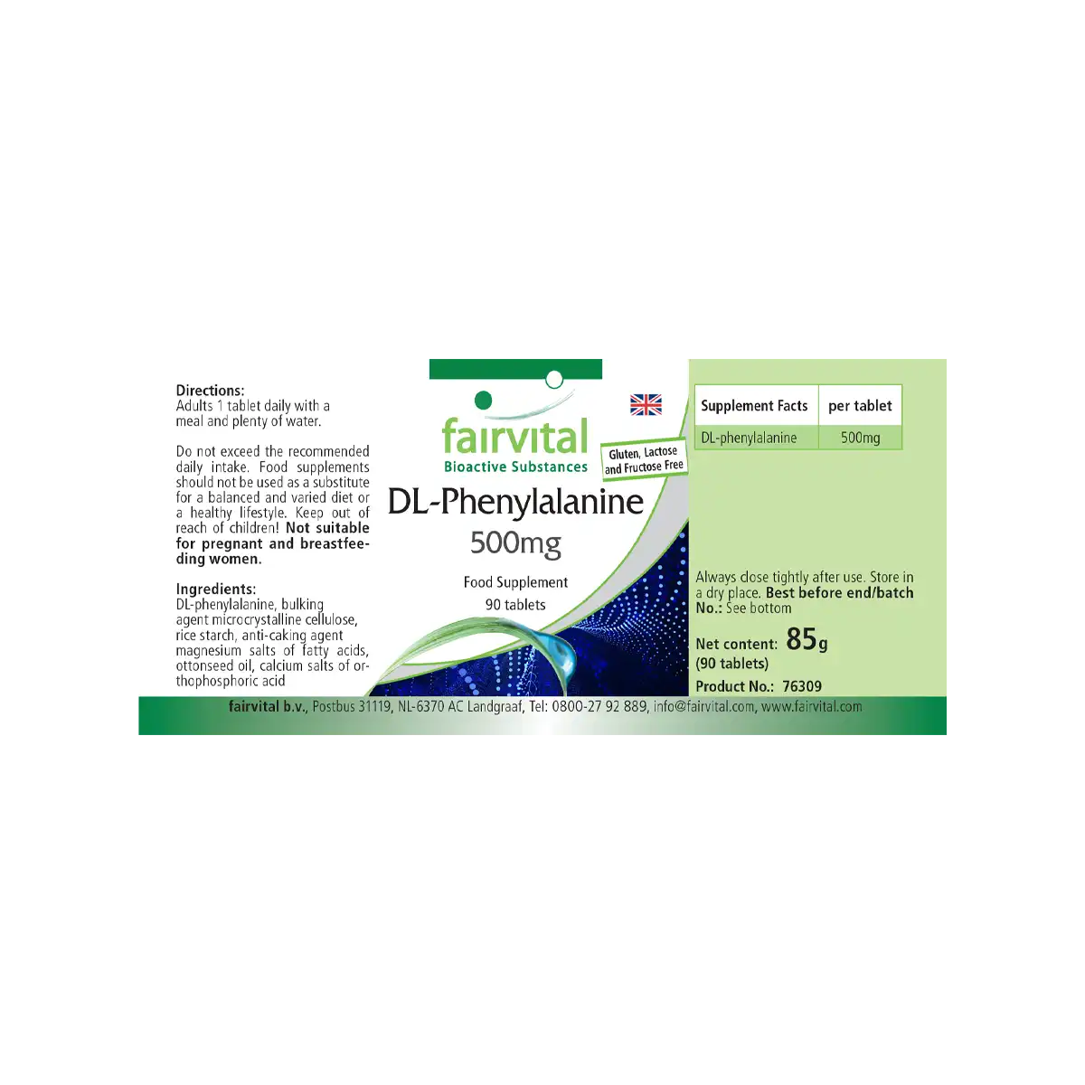 DL-fenylalanine - 90 tabletten DL-fenylalanine - 90 tabletten
