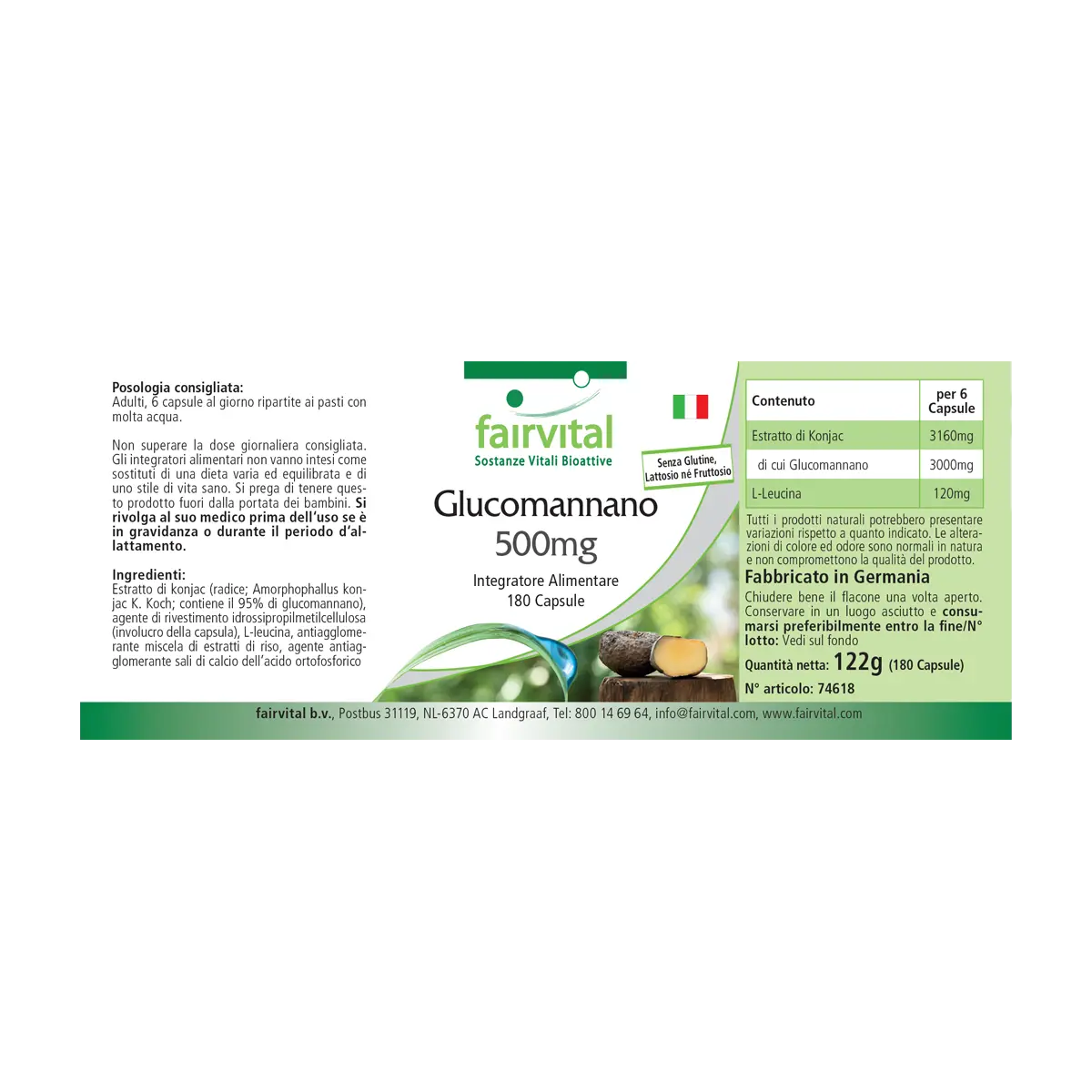 Glucomanano 500mg - 180 Cápsulas Glucomanano 500mg - 180 Cápsulas