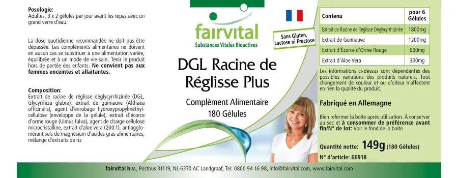 DGL Liquorice root Plus - 180 capsules