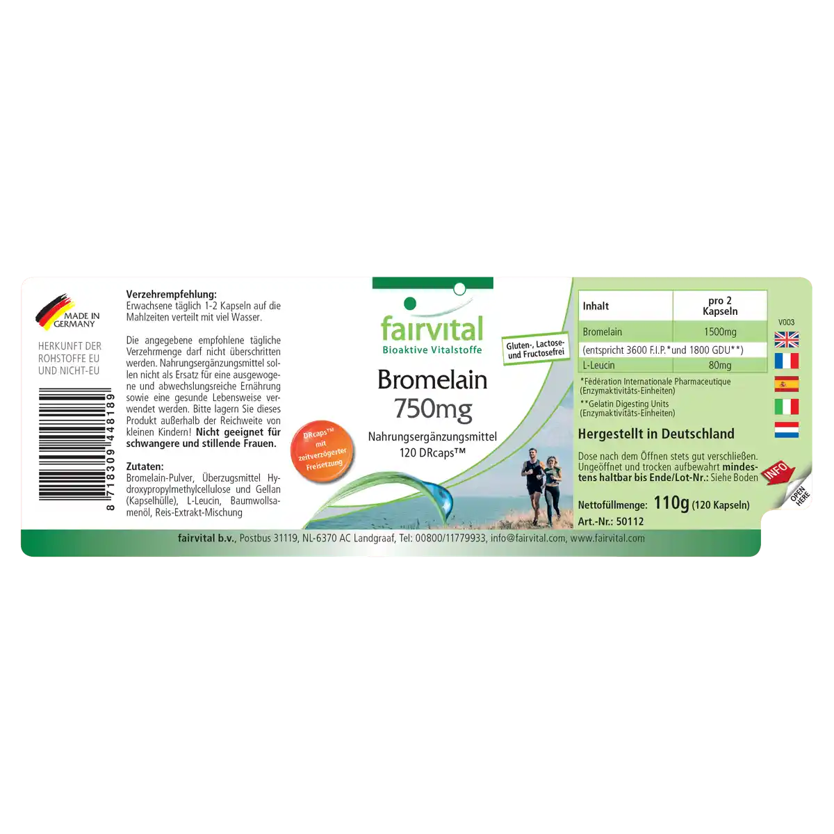 Bromelain 750mg - 120 DRCaps™ - Ananasenzym - Hochdosiert und Vegan | Fairvital Bromelain 750mg - 120 DRCaps™ - Ananasenzym - Hochdosiert und Vegan | Fairvital