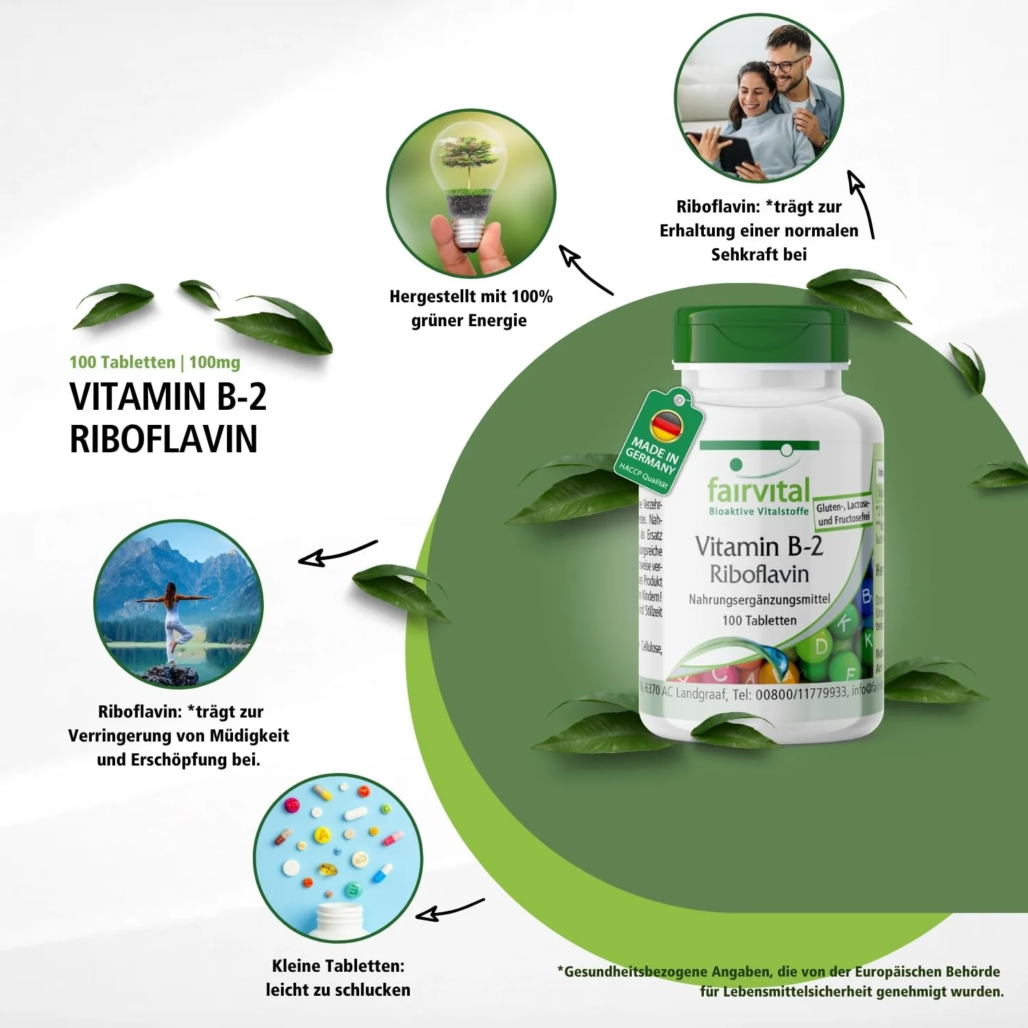 Vitamine B-2 Riboflavine - 100 tabletten - gemakkelijk te slikken