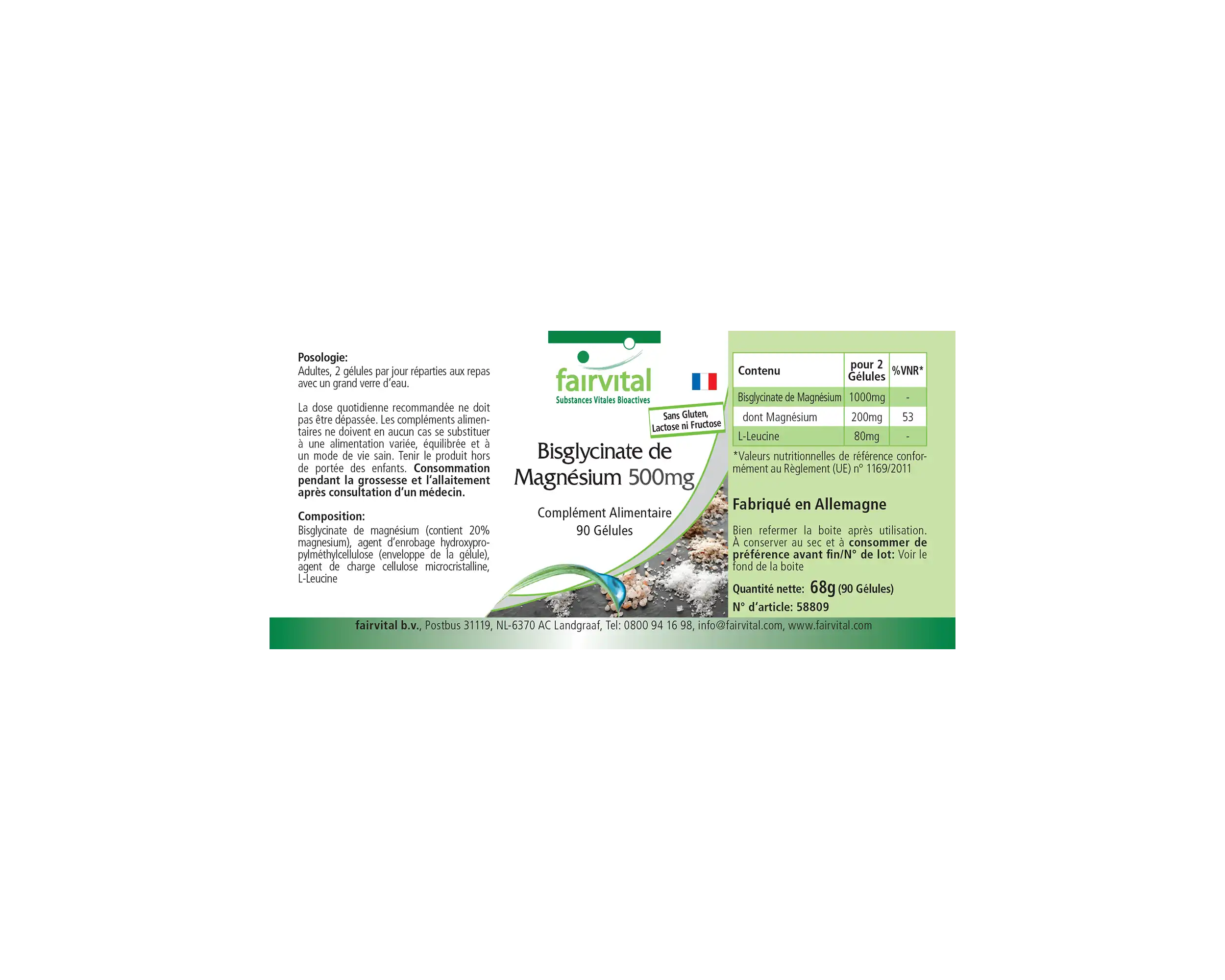Bisglycinate de magnésium 500 mg
