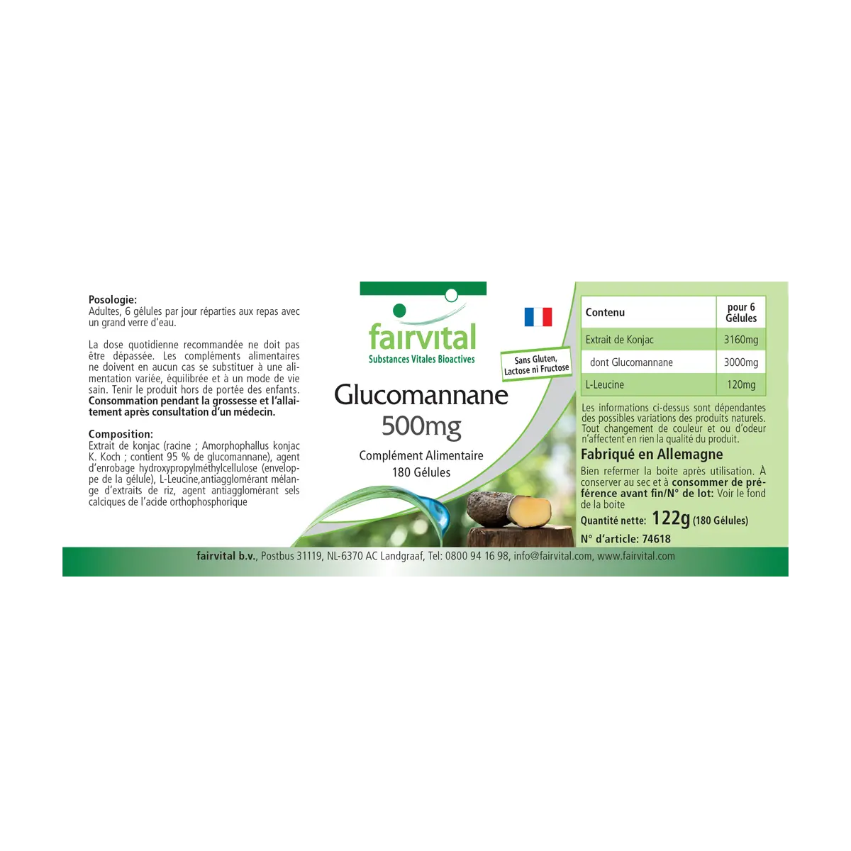 Glucomanano 500mg - 180 Cápsulas Glucomanano 500mg - 180 Cápsulas