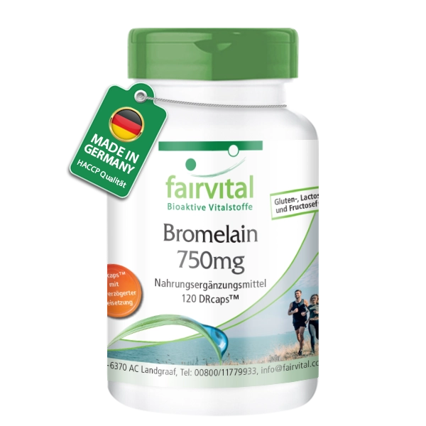 Bromelain 750mg - 120 DRCaps™ - Ananasenzym - Hochdosiert und Vegan | Fairvital Bromelain 750mg - 120 DRCaps™ - Ananasenzym - Hochdosiert und Vegan | Fairvital