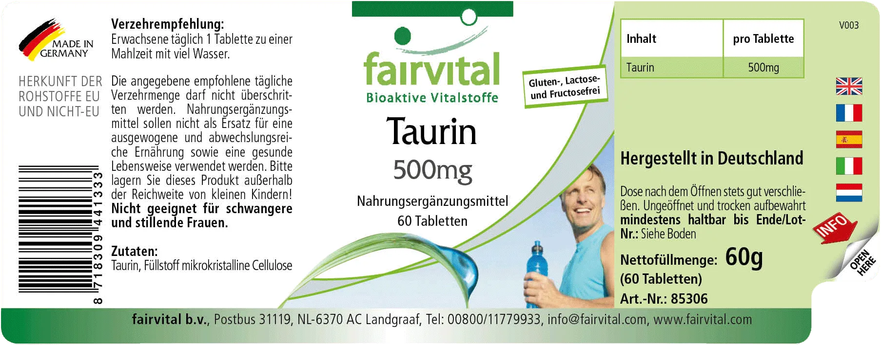 Taurina 500mg - 60 comprimidos