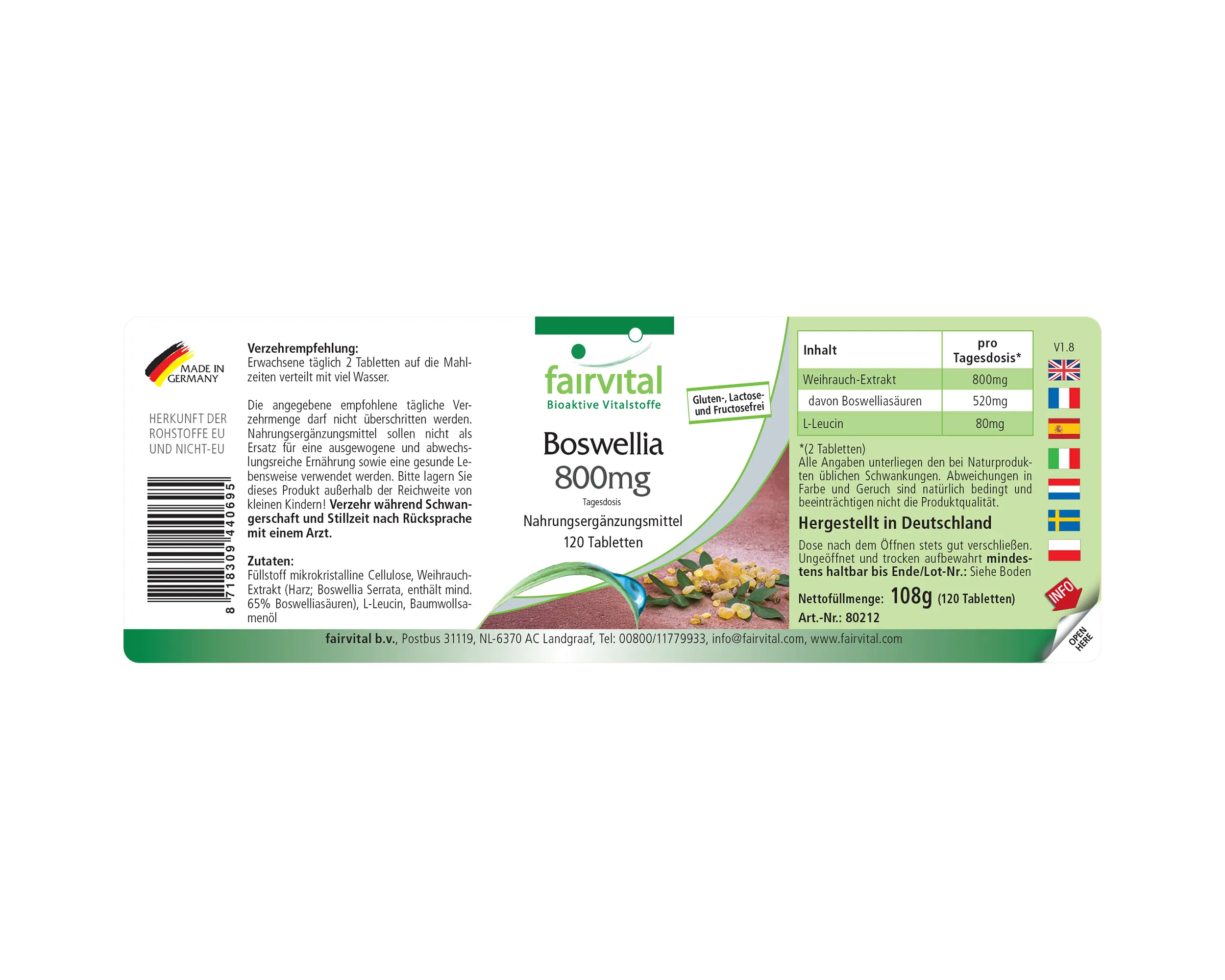 Boswellia wierook 400mg - 120 tabletten Boswellia wierook 400mg - 120 tabletten