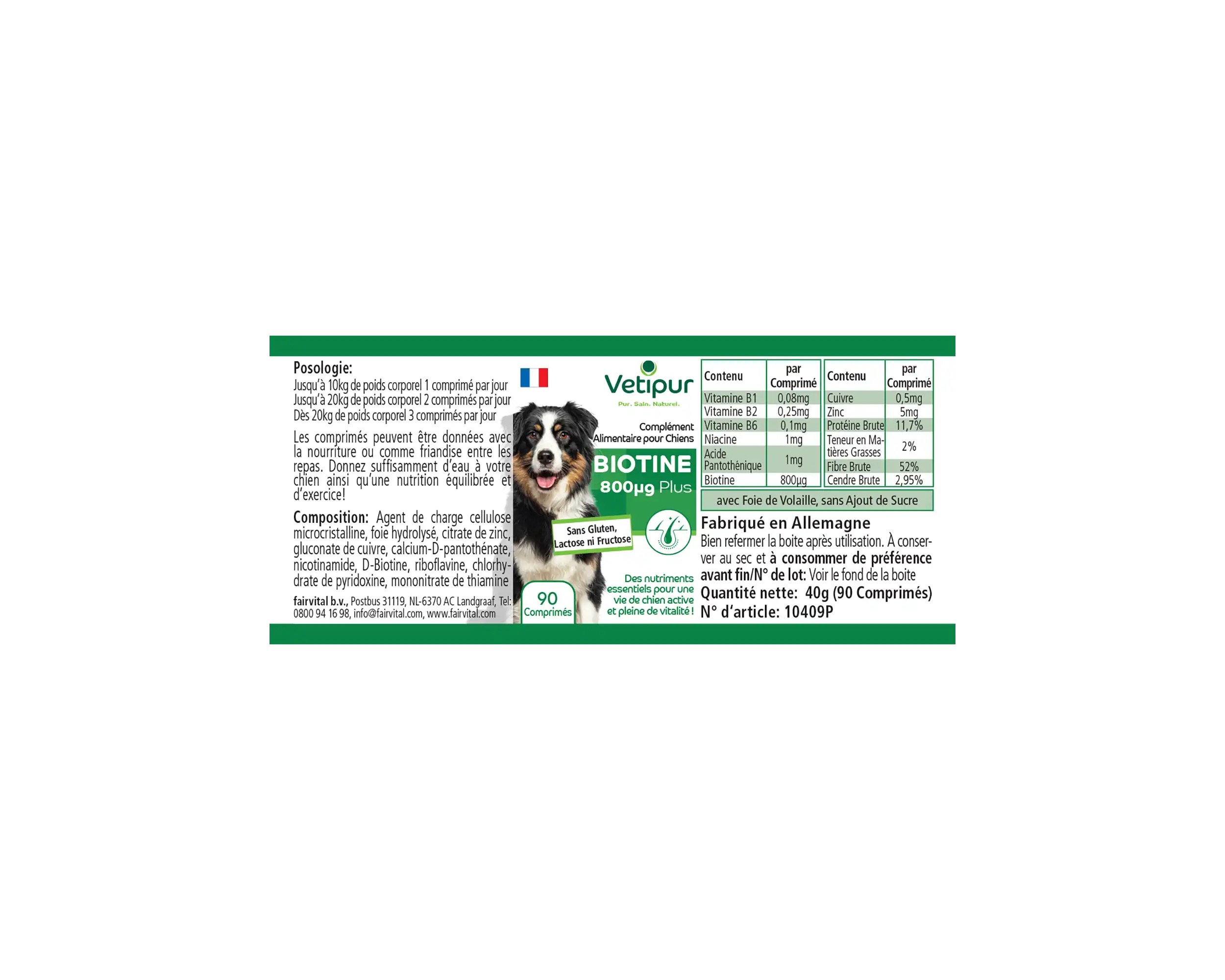 Biotin 800µg with vital substances - 90 tablets for dogs | Vetipur
