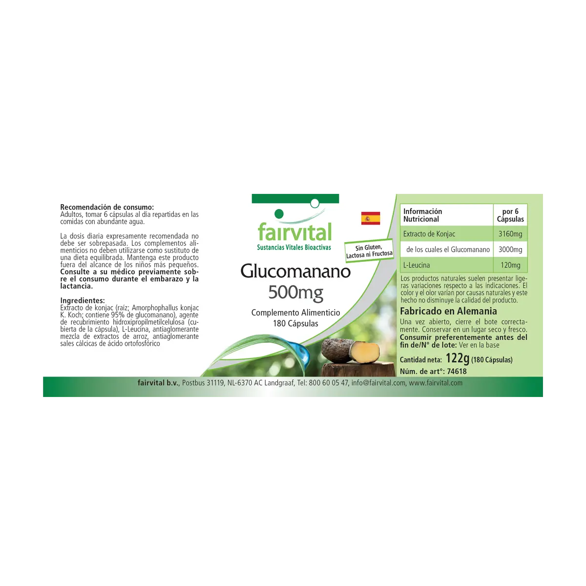 Glucomanano 500mg - 180 Cápsulas Glucomanano 500mg - 180 Cápsulas